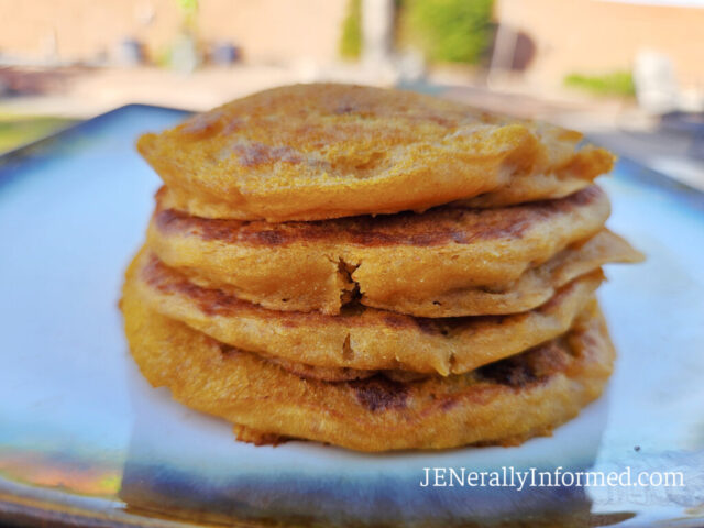 Pumpkin maple walnut pancakes! Fluffy, flavorful, and perfect for cozy fall mornings. Grab some syrup and enjoy!