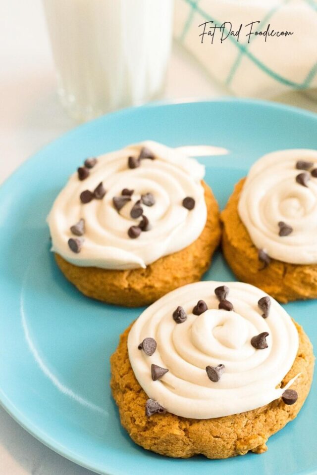 Crumbl Pumpkin Cake Cookies by Fat Dad Foodie.