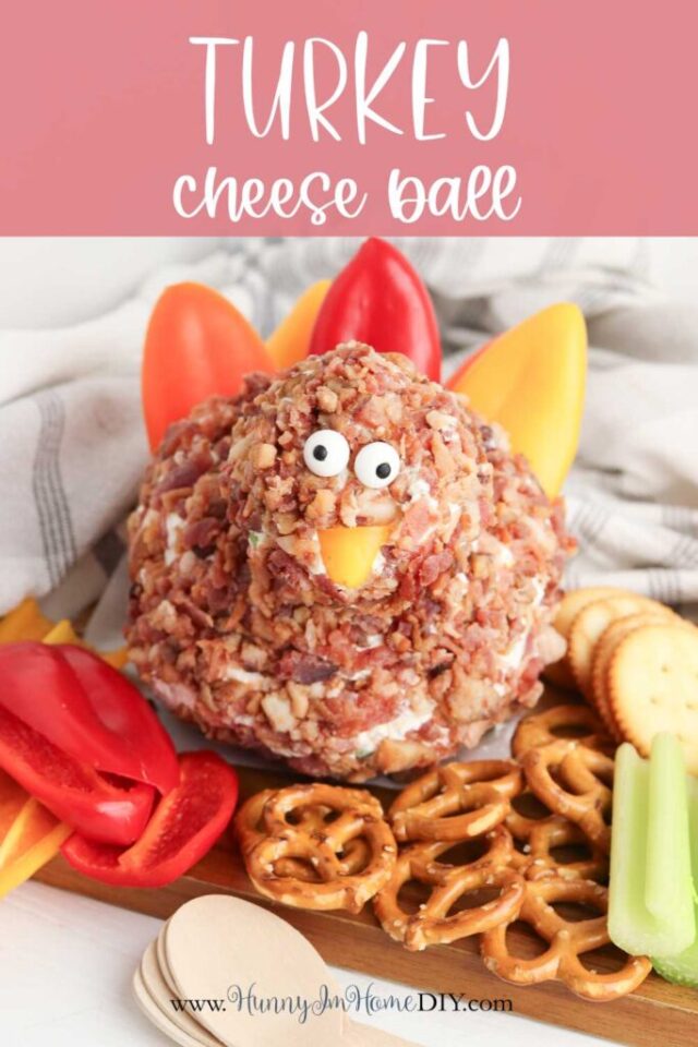 

Thanksgiving Turkey Cheese Ball Recipe by Hunny I’m Home DIY.