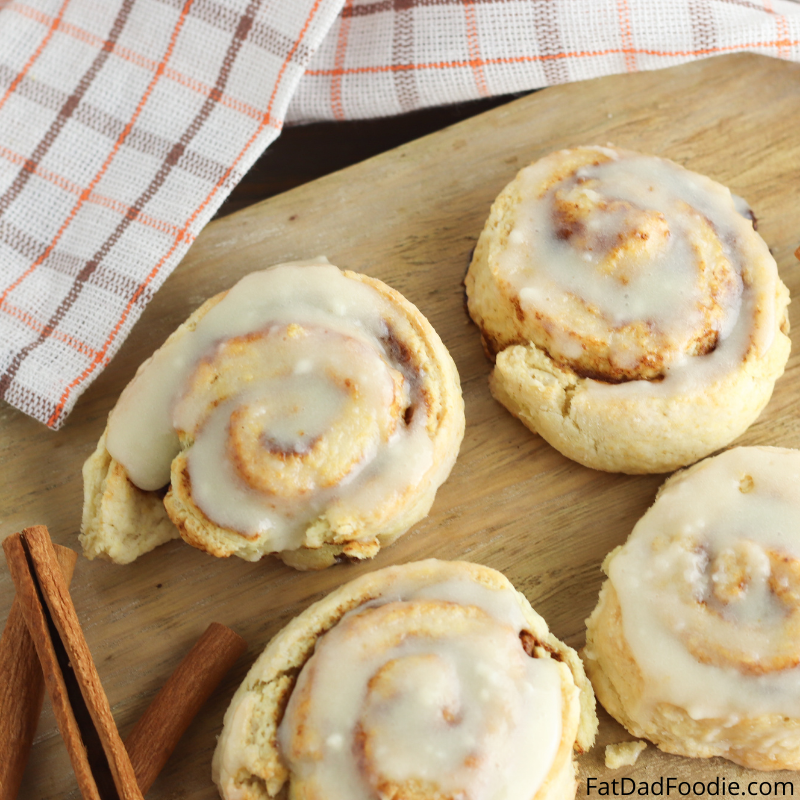 Pumpkin Pie Cinnamon Roll Recipe from Fat Dad Foodie.