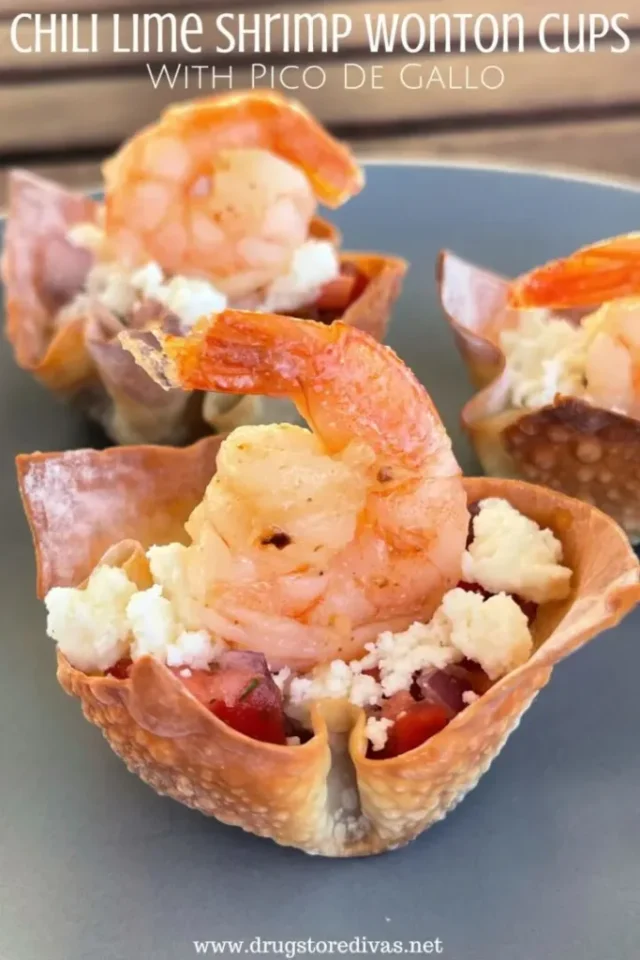 Chili Lime Shrimp Wonton Cups With Pico De Gallo by Drugstore Divas.