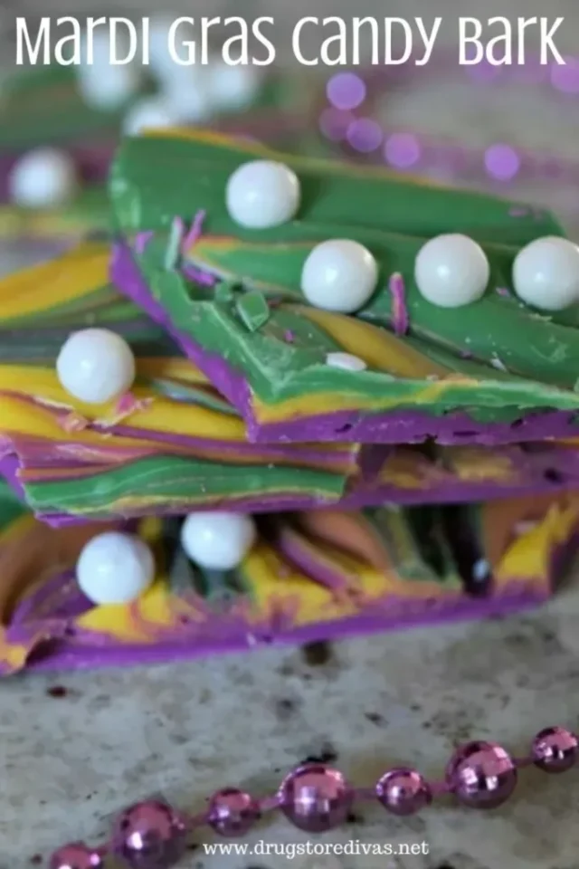 Mardi Gras Candy Bark Recipe by Drugstore Divas.