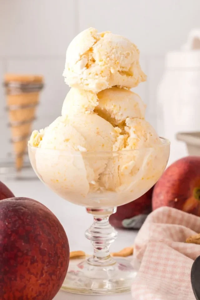 Homemade Peach Ice Cream by Recipes Simple.
