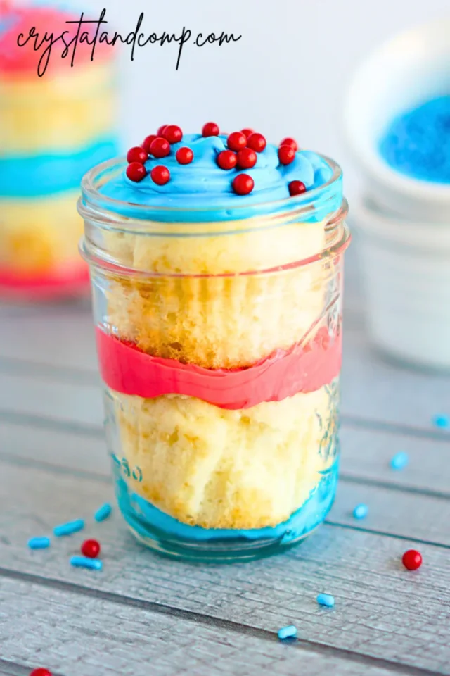 Red White and Blue Cupcakes in a Jar by Crystal & Co.
