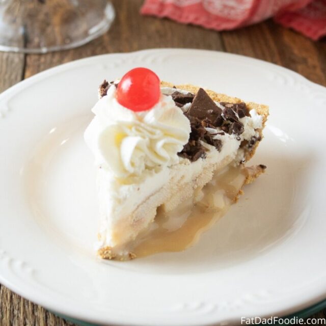 Frozen Banana Caramel Pie by Fat Dad Foodie.