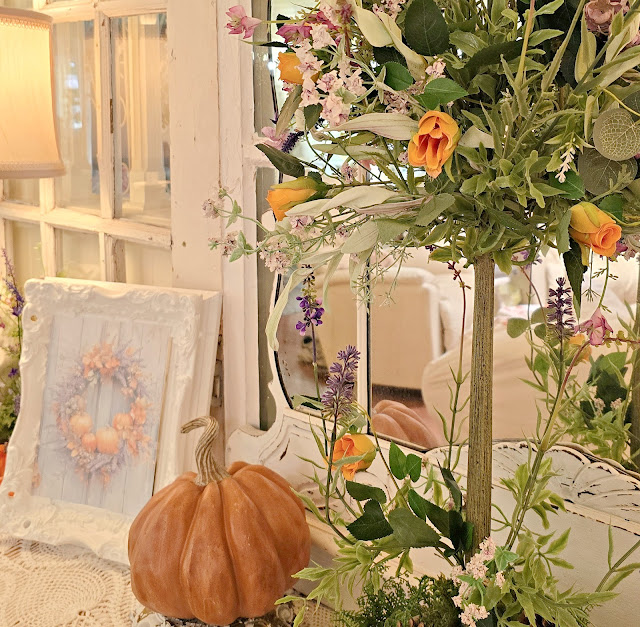 Lavender & Orange Pumpkin Wreath for Fall by Penny's Vintage Home.