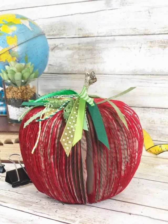 DIY Recycled Book Apple by Creatively Beth.