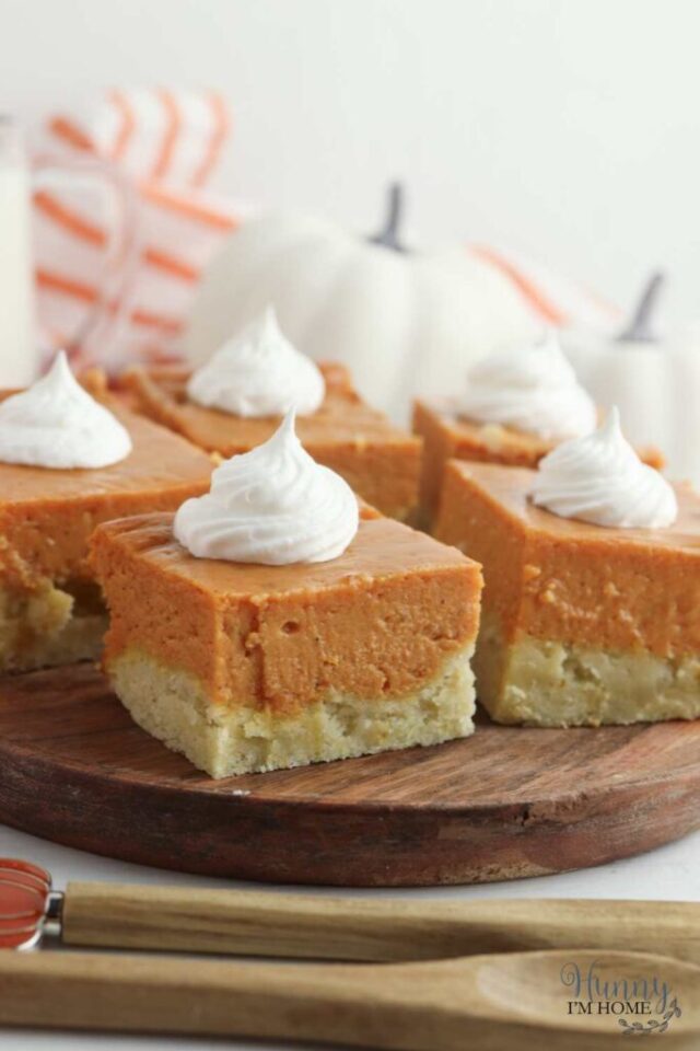 Easy Gluten Free Pumpkin Pie Bars by Hunny I'm Home.