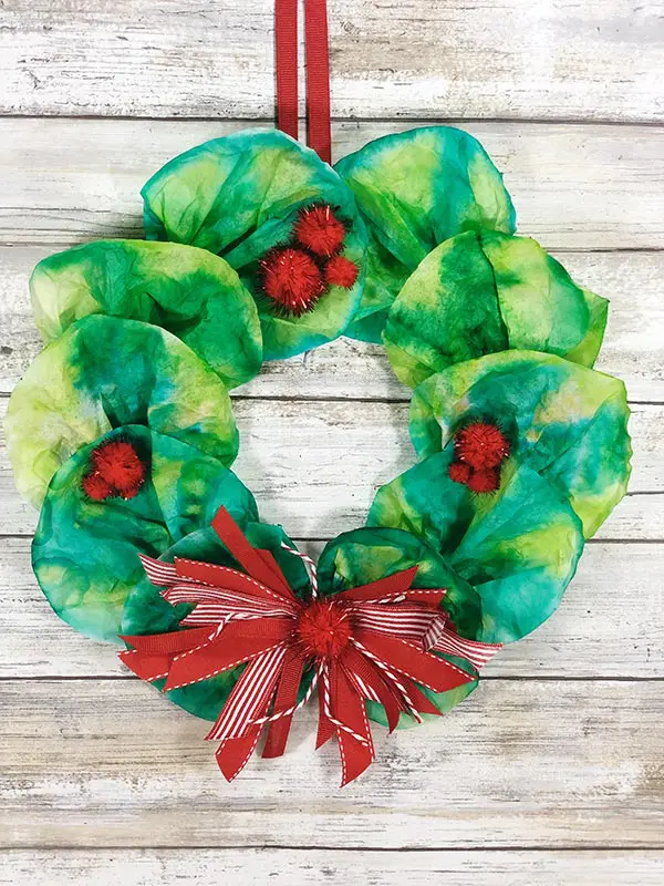 Coffee Filter Wreath Christmas Craft for Kids by Darcy Brian.