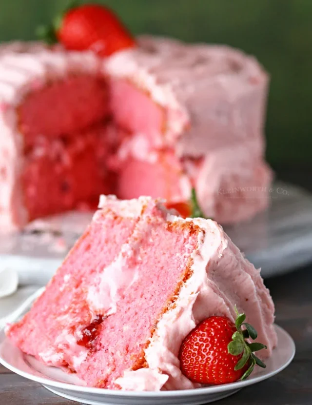 Strawberry Cake Recipe by Yummi Haus.
