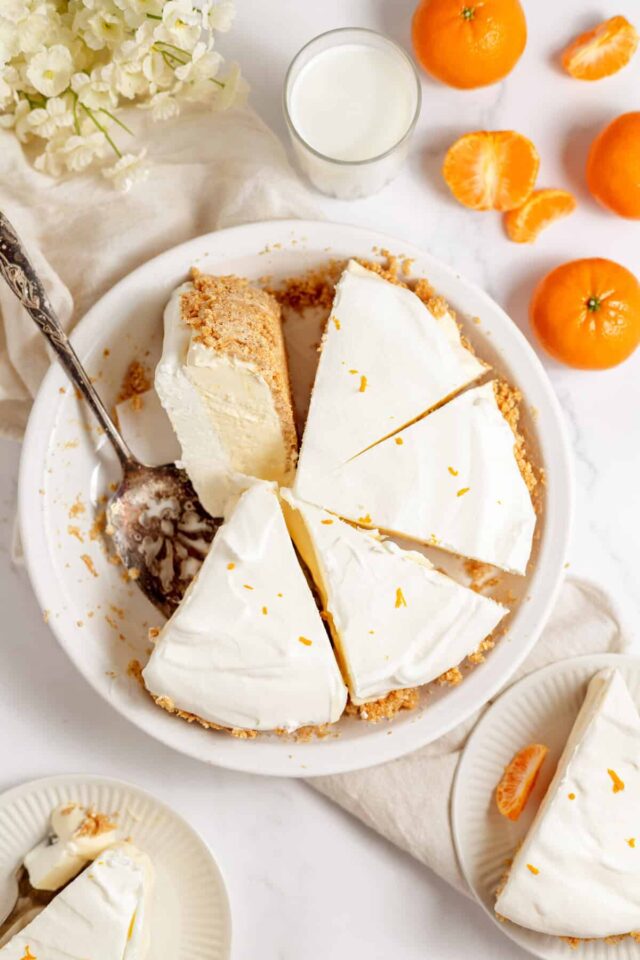 No-Bake Orange Creamsicle Pie Recipe by Rose Bakes.