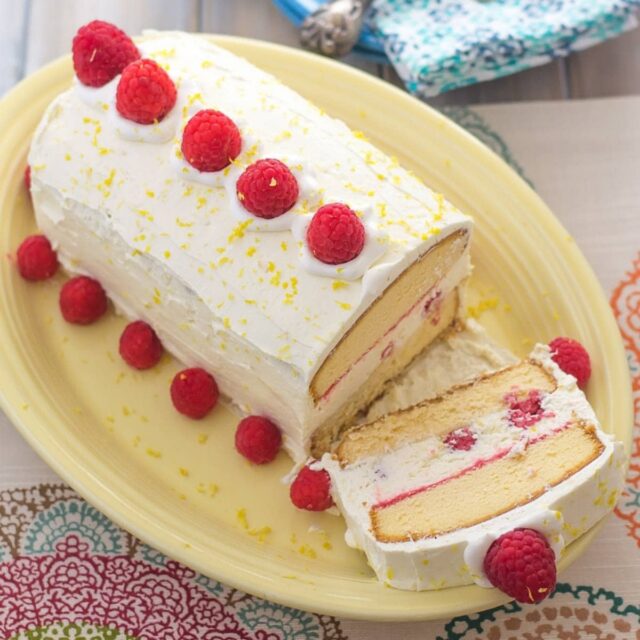 Raspberry Lemon Curd Ice Box Cake from Flour on My Face.