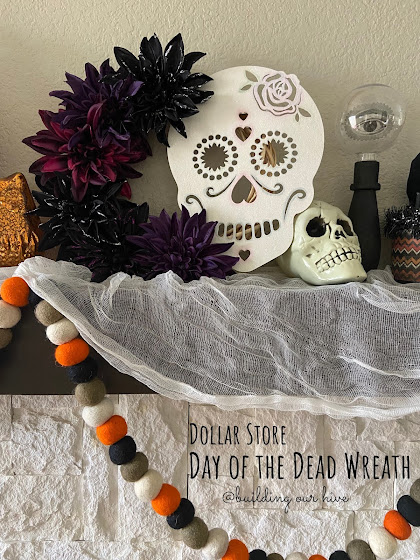 Dollar Store Day of the Dead Wreath from Building Our Hive.